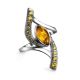 Sterling Silver Amber Ring With Crystals The Raphael, Ring Size: 11 / 20.5, image , picture 4