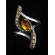 Sterling Silver Amber Ring With Crystals The Raphael, Ring Size: 8.5 / 18.5, image , picture 2