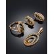 Amber Ring With Green Crystals In Gold The Raphael, Ring Size: 6.5 / 17, image , picture 5
