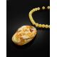 White Amber Pendant Necklace The Rhapsody, image , picture 2