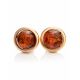 Bright Cognac Amber Studs In Gold-Plated Silver The Berry, image , picture 3