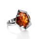 Adjustable Amber Ring In Sterling Silver Ring The Saturn, Ring Size: Adjustable, image , picture 3