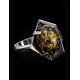 One Size Amber Ring In Sterling Silver The Saturn, Ring Size: Adjustable, image , picture 2