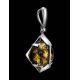 Square Amber Pendant In Sterling Silver The Saturn, image , picture 2