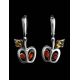 Pretty Cognac Amber Drop Apple Earrings In Sterling Silver The Confiture, image , picture 2