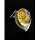 Cocktail Amber Ring In Sterling Silver With Crystals The Raphael, Ring Size: 12 / 21.5, image , picture 2