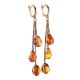 Chain Dangle Amber Earrings In Gold-Plated Silver The Casablanca, image , picture 3