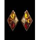 Gold-Plated Earrings With Multicolor Amber The Colombina, image , picture 2