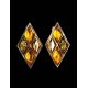 Geometric Gold-Plated Earrings With Multicolor Amber The Colombina, image , picture 2