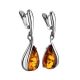 Sterling Silver Drop Earrings With Cognac Amber The Gioconda, image , picture 3