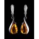 Sterling Silver Drop Earrings With Cognac Amber The Gioconda, image , picture 2