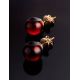 Cherry Amber Stud Earrings In Gold The Paris, image , picture 2