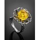 Lovely Floral Amber Ring In Sterling Silver The Daisy, Ring Size: Adjustable, image , picture 3