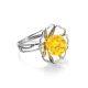 Lovely Floral Amber Ring In Sterling Silver The Daisy, Ring Size: Adjustable, image , picture 4