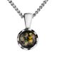 Silver Necklace With Green Amber Pendant, Length: 50, image , picture 4