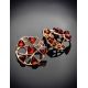 Round Gold-Plated Earrings With Cognac Amber The Domino, image , picture 2