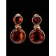 Cognac Amber Earrings In Gold-Plated Silver The Paris, image , picture 2