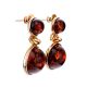 Cognac Amber Earrings In Gold-Plated Silver The Paris, image , picture 3