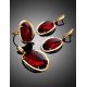 Bold Gold-Plated Pendant With Cherry Amber The Elegy, image , picture 4