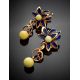 Gold-Plated Dangles With Amber And Enamel The Verona, image , picture 3