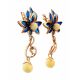 Gold-Plated Dangles With Amber And Enamel The Verona, image , picture 4
