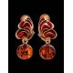 Bold Gold-Plated Earrings With Amber And Enamel The Verona, image , picture 2