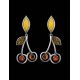 Multicolor Amber Cherry Earrings In Sterling Silver The Confiture, image , picture 2