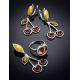 Multicolor Amber Cherry Earrings In Sterling Silver The Confiture, image , picture 5