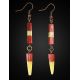Handmade Padauk Wood Dangle Earrings With Honey Amber And Brass The Indonesia, image , picture 3