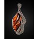 Cognac Amber Pendant In Sterling Silver With Crystals The Colorado, image , picture 3