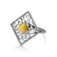 Cocktail Ring With Honey Amber In Sterling Silver The Arabesque, Ring Size: 11 / 20.5, image , picture 4