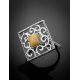 Cocktail Ring With Honey Amber In Sterling Silver The Arabesque, Ring Size: 11 / 20.5, image , picture 2