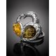 Dazzling Amber Ring In Sterling Silver The Eagles, Ring Size: 7 / 17.5, image , picture 2