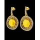 Push Back Amber Earrings In Gold-Plated Silver With Crystals The Venus, image , picture 2