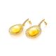 Push Back Amber Earrings In Gold-Plated Silver With Crystals The Venus, image , picture 5