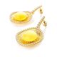 Push Back Amber Earrings In Gold-Plated Silver With Crystals The Venus, image , picture 4