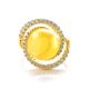 Bold Gold-Plated Cocktail Ring With Honey Amber And Crystals The Venus, Ring Size: 7 / 17.5, image , picture 3