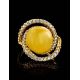 Bold Gold-Plated Cocktail Ring With Honey Amber And Crystals The Venus, Ring Size: 7 / 17.5, image , picture 6