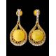 Amber Earrings In Gold Plated Silver With Crystals The Venus, image , picture 2