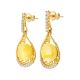 Amber Earrings In Gold Plated Silver With Crystals The Venus, image , picture 5