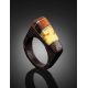 Handcrafted Wenge Wood Ring With Butterscotch Amber The Indonesia, Ring Size: 10 / 20, image , picture 2