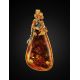 Amber Teardrop Pendant In Gold-Plated Silver The Triumph, image , picture 4