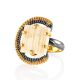 Adjustable Gold-Plated Ring With Square Cut Mammoth Tusk The Era, Ring Size: Adjustable, image , picture 3