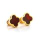 Stud Amber Earrings In Gold-Plated Silver The Monaco, image , picture 3