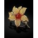 Cognac Amber Floral Brooch In Gold Plated Silver The Beoluna, image , picture 2