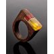 Multicolor Wooden Ring With Butterscotch Amber The Indonesia, Ring Size: 8 / 18, image , picture 2