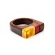 Multicolor Wooden Ring With Butterscotch Amber The Indonesia, Ring Size: 11.5 / 21, image , picture 3