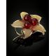 Chic Gold Plated Brooch With Cherry Amber The Beoluna, image , picture 3