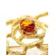 Filigree Gold Plated Brooch With Cognac Amber The Belouna, image , picture 3
