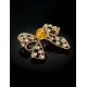 Cute Bright Gold Plated Brooch With Amber And Crystals The Belouna, image , picture 2